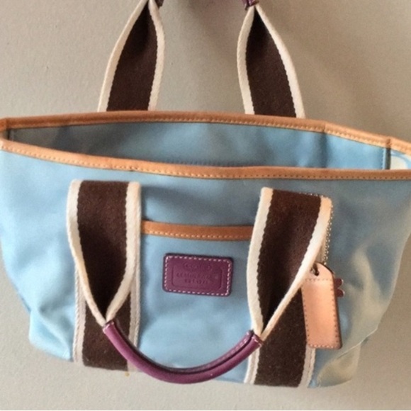 COACH NYLON AND LEATHER TOTE! Blue and purple! Practical and cute!!! - Picture 1 of 15